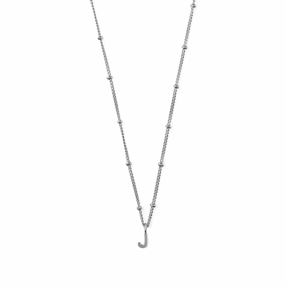 Short Necklaces J Satellite Chain Initial Necklace - Silver Orelia Jewellery