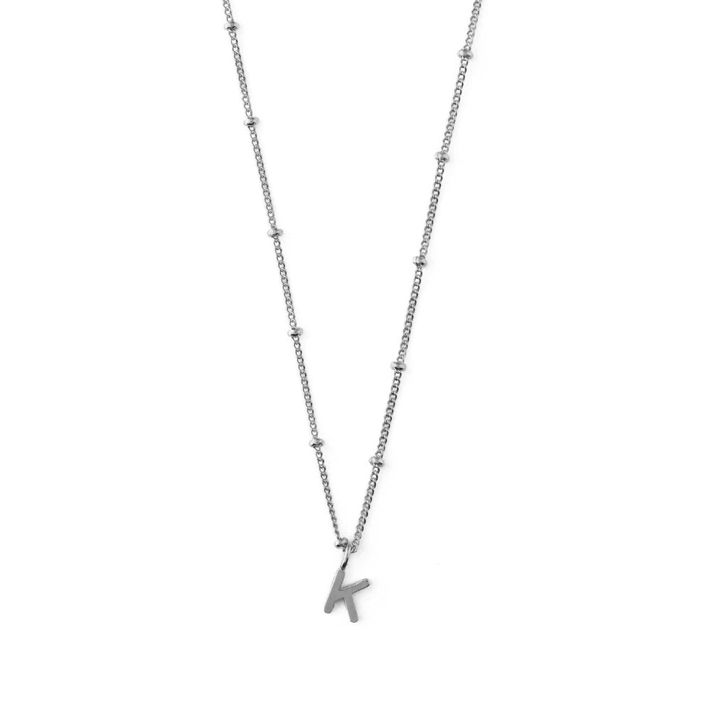 Short Necklaces K Satellite Chain Initial Necklace - Silver Orelia Jewellery