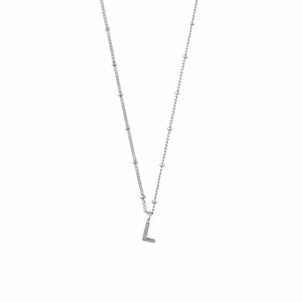 Short Necklaces L Satellite Chain Initial Necklace - Silver Orelia Jewellery