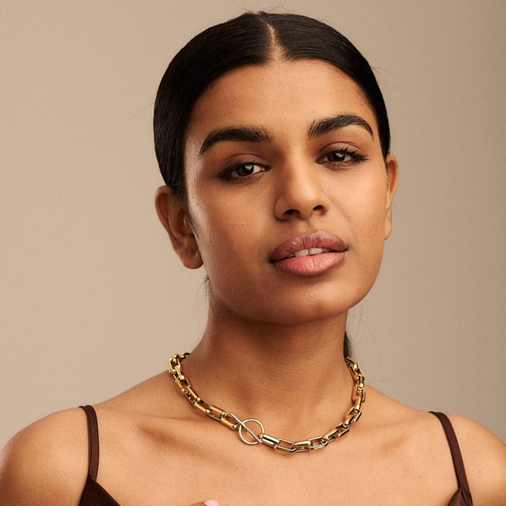 Short Necklaces LUXE Rectangle Link T-Bar Necklace - Gold Orelia Jewellery