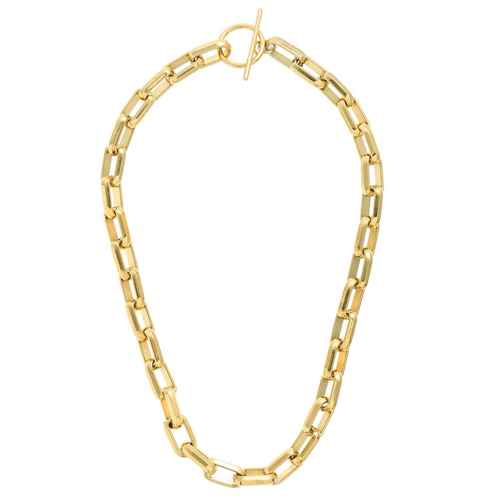 Short Necklaces LUXE Rectangle Link T-Bar Necklace - Gold Orelia Jewellery