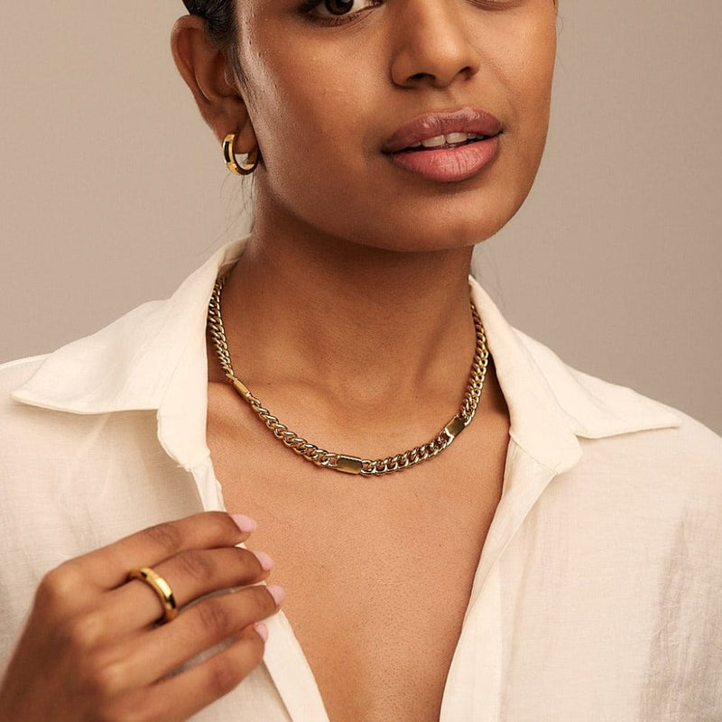 Short Necklaces LUXE Stationed Tag Necklace - Gold Orelia Jewellery