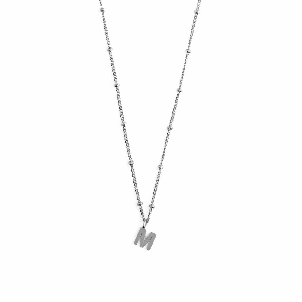Short Necklaces M Satellite Chain Initial Necklace - Silver Orelia Jewellery