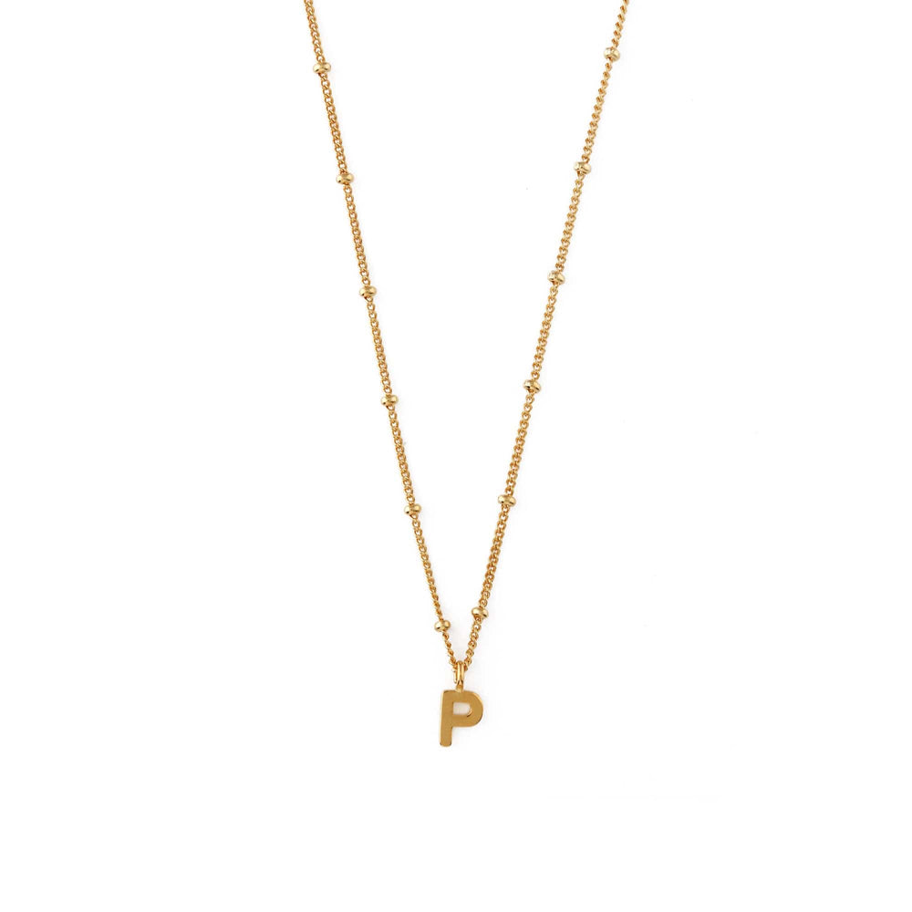Short Necklaces P Satellite Chain Initial Necklace - Gold Orelia Jewellery