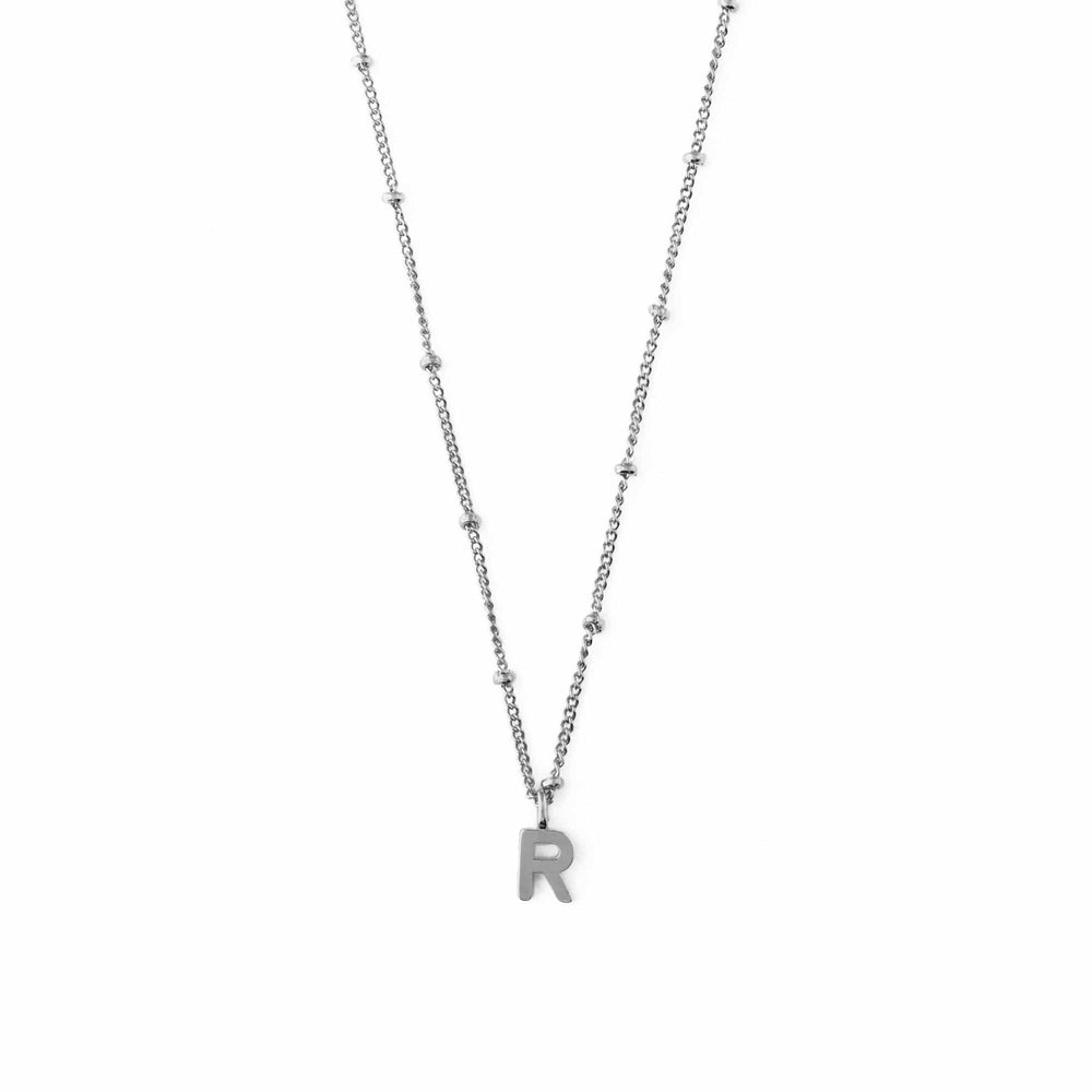 Short Necklaces R Satellite Chain Initial Necklace - Silver Orelia Jewellery
