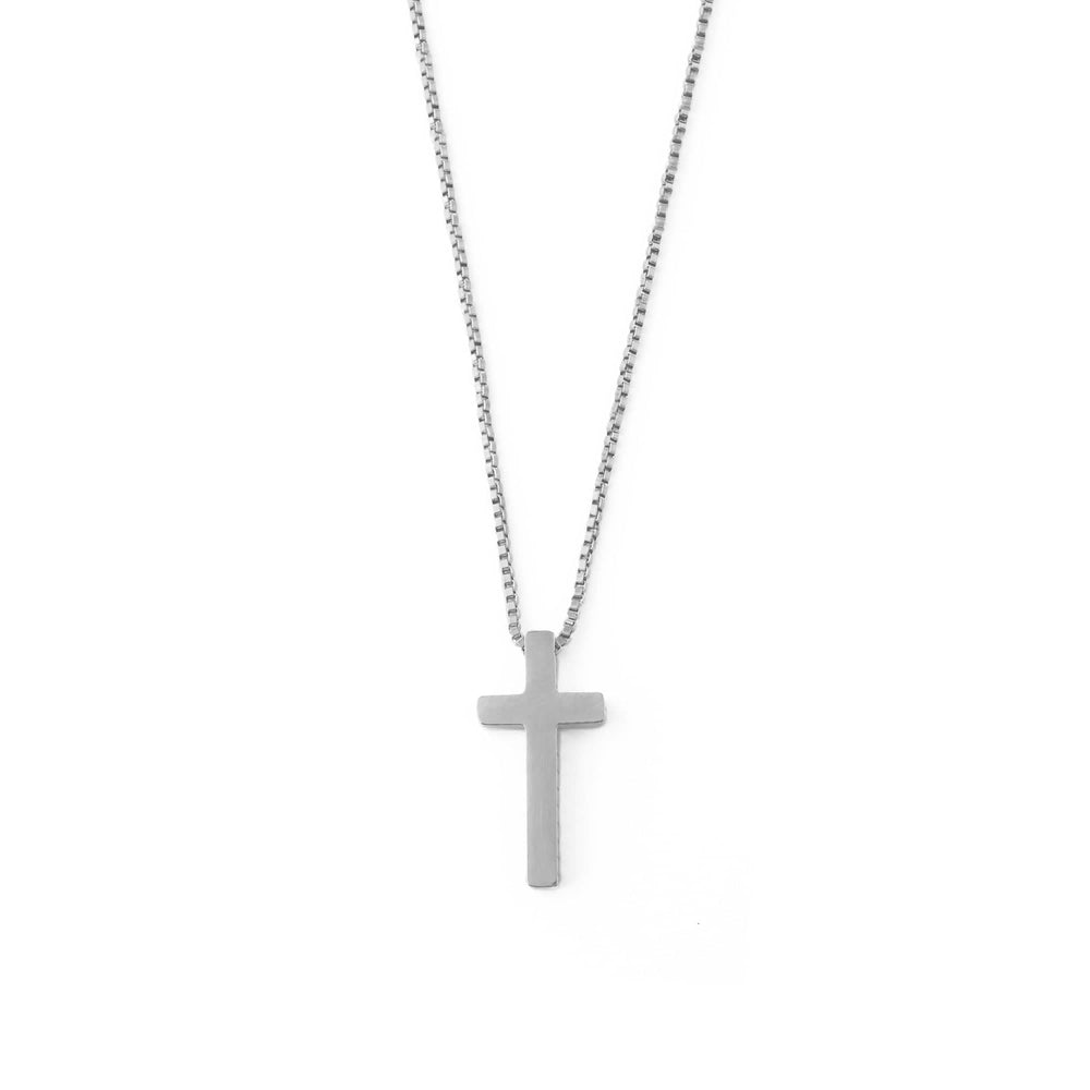 Short Necklaces Ridged Cross Necklace - Silver Orelia Jewellery