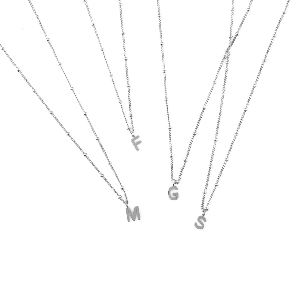 Short Necklaces Satellite Chain Initial Necklace - Silver Orelia Jewellery