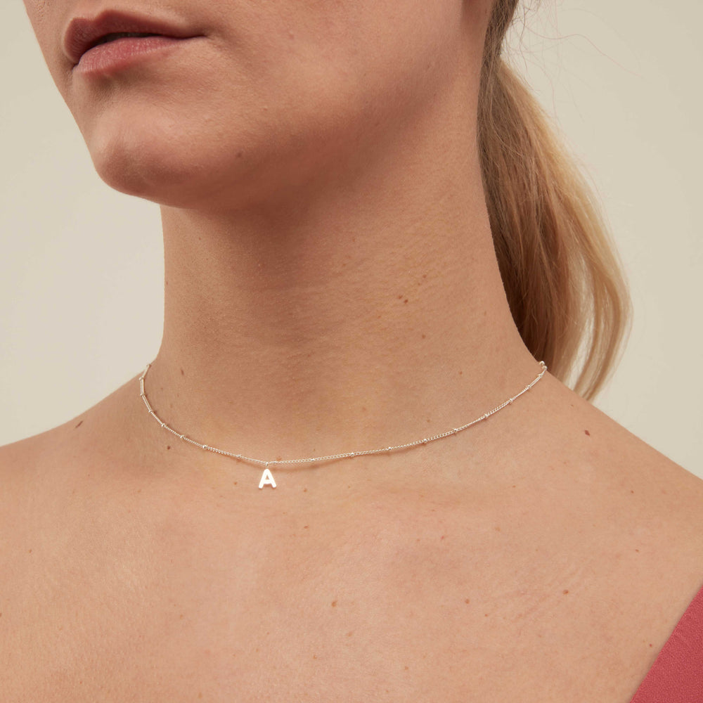 Short Necklaces Satellite Chain Initial Necklace - Silver Orelia Jewellery