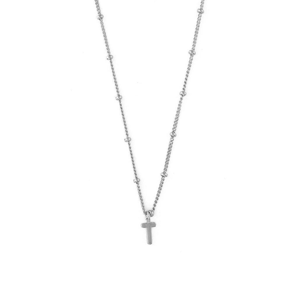 Short Necklaces T Satellite Chain Initial Necklace - Silver Orelia Jewellery