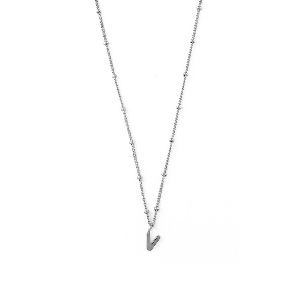 Short Necklaces V Satellite Chain Initial Necklace - Silver Orelia Jewellery
